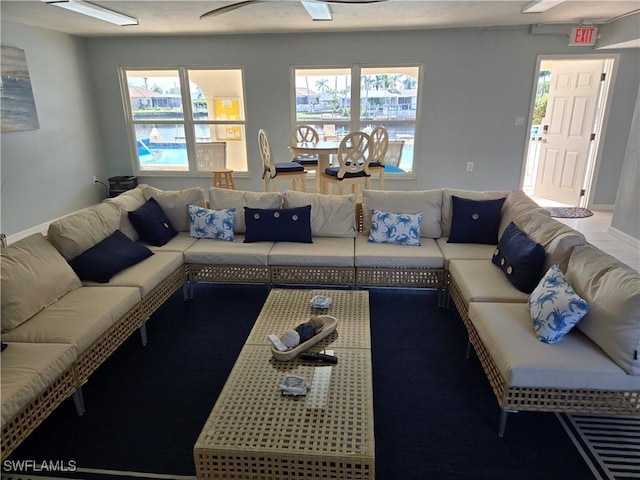 living room with plenty of natural light