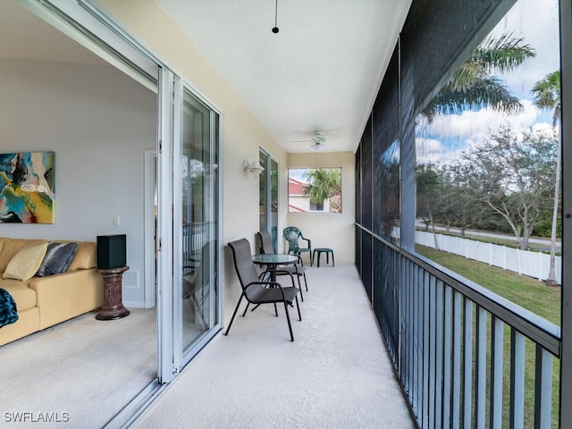 balcony with ceiling fan