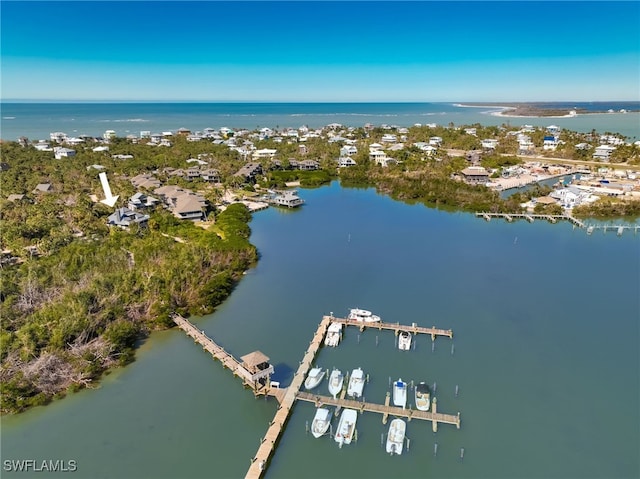 bird's eye view featuring a water view