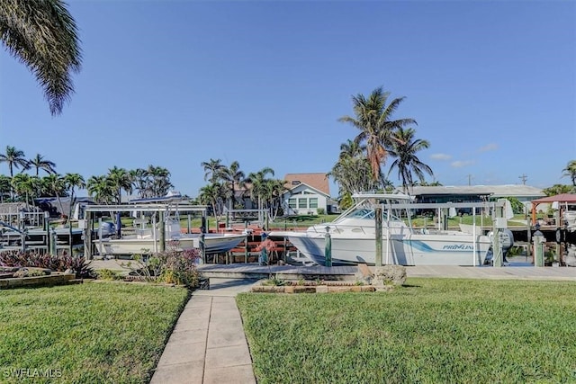 dock area featuring a yard