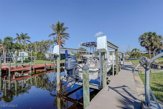 view of dock featuring a water view