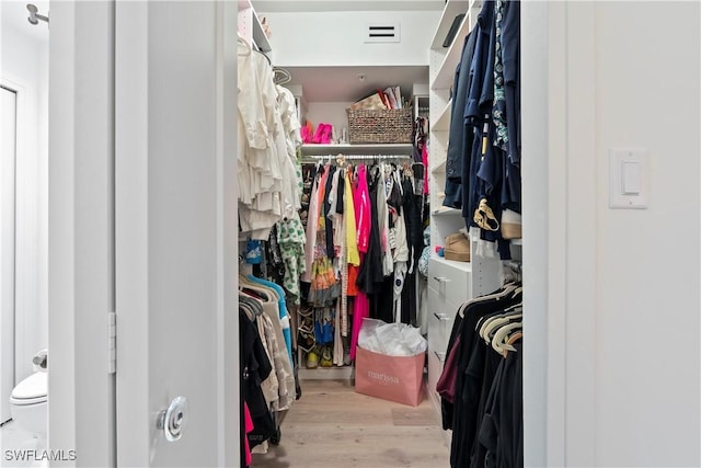 spacious closet with light wood-type flooring