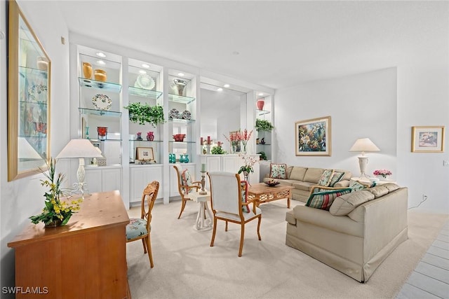 living room with carpet floors