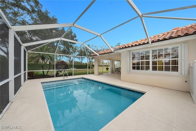 pool featuring a patio and a lanai