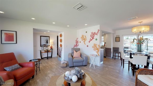 living room featuring light hardwood / wood-style floors