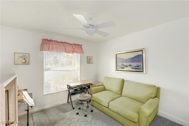 office featuring ceiling fan and carpet floors