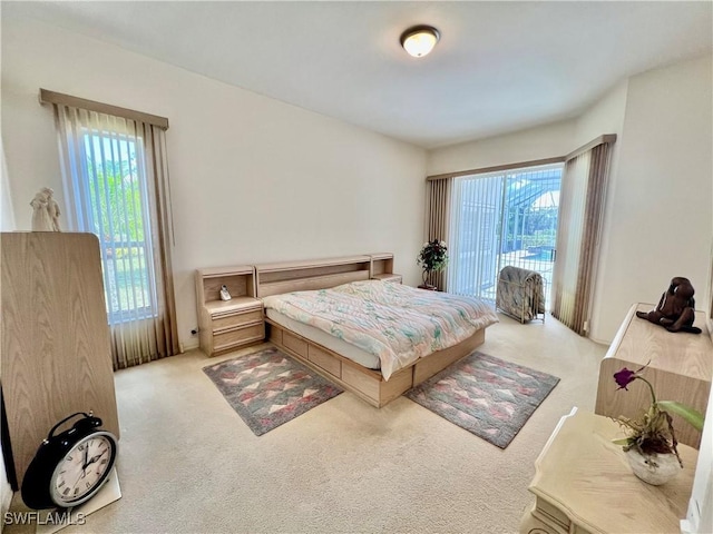 carpeted bedroom with multiple windows