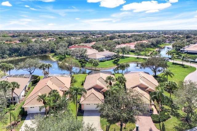 bird's eye view featuring a water view