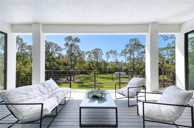 deck featuring an outdoor living space