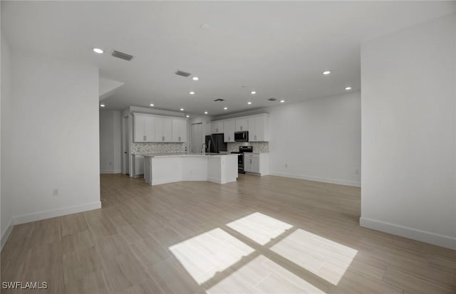 unfurnished living room featuring light hardwood / wood-style floors