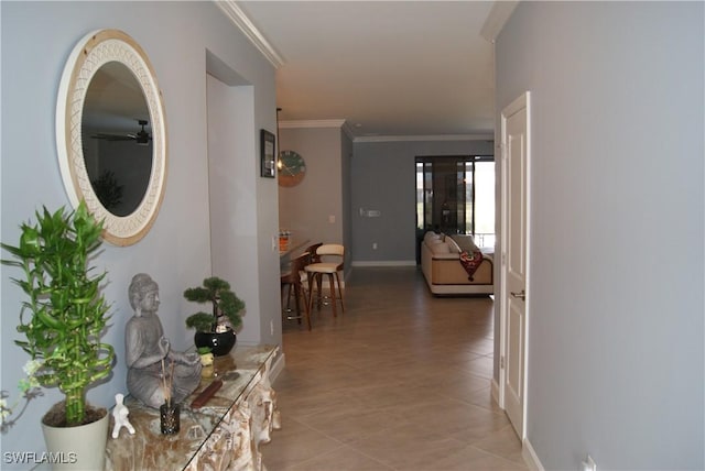 hallway with ornamental molding