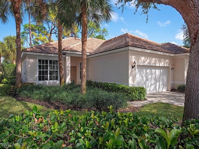 6431 Birchwood Ct, Naples, FL 34109 - ranch-style home featuring a garage, stucco siding, driveway, and a tiled roof