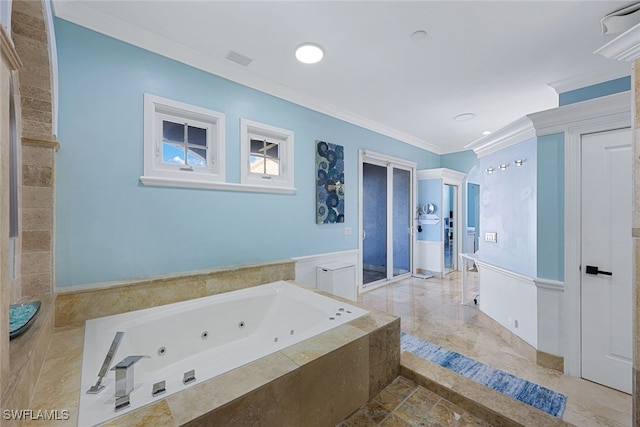 646 111th Ave N, Naples, FL 34108 - full bathroom with crown molding and a whirlpool tub