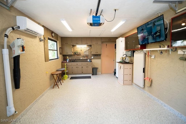 basement featuring a wall mounted AC