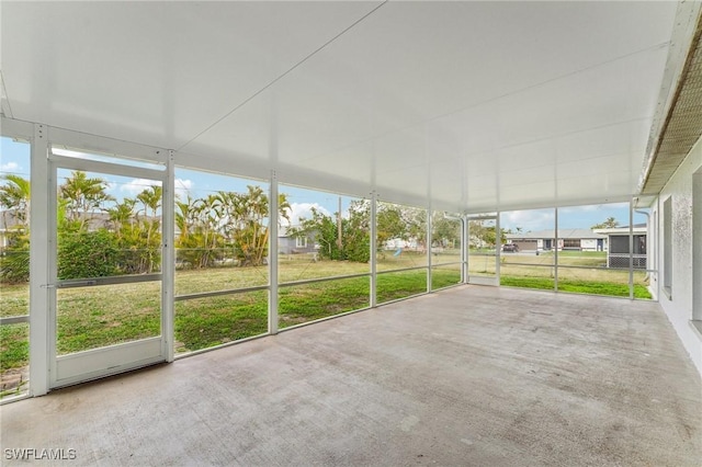 view of unfurnished sunroom