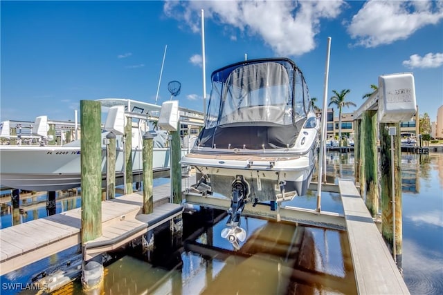 dock area featuring a water view