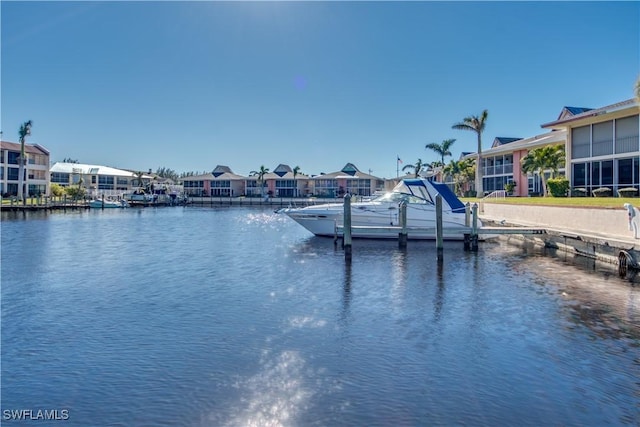 view of dock featuring a water view