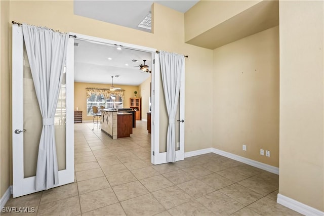 interior space featuring light tile patterned floors