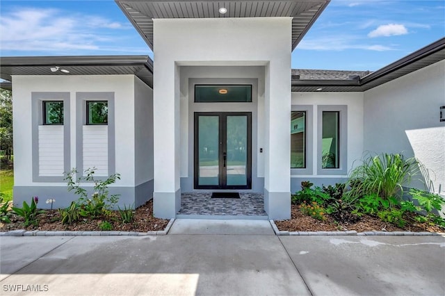 property entrance with french doors