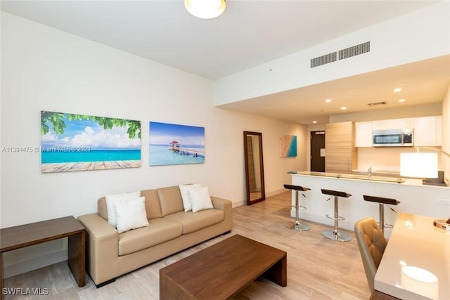 living room featuring light hardwood / wood-style flooring