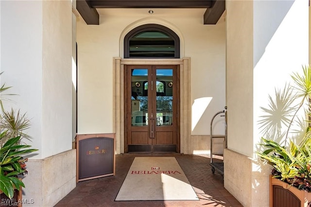 property entrance with french doors