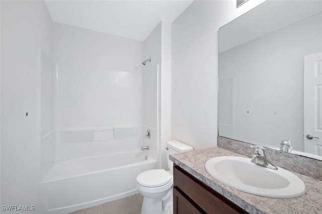 full bathroom with vanity, toilet, and shower / bathing tub combination