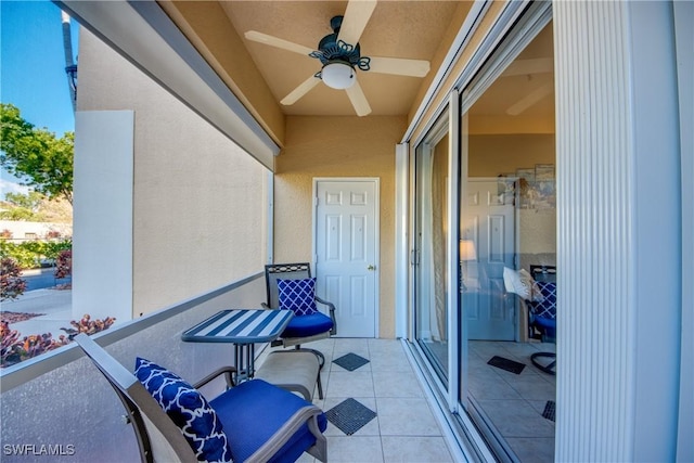 balcony with ceiling fan