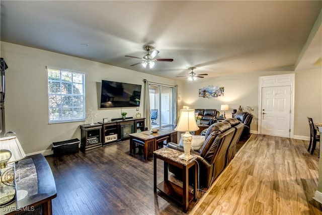 living room featuring dark hardwood / wood-style floors