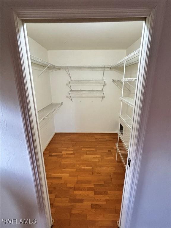 walk in closet featuring hardwood / wood-style floors