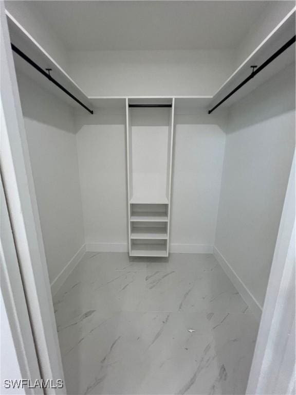 spacious closet with a barn door