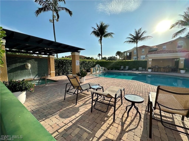 view of pool featuring a pergola