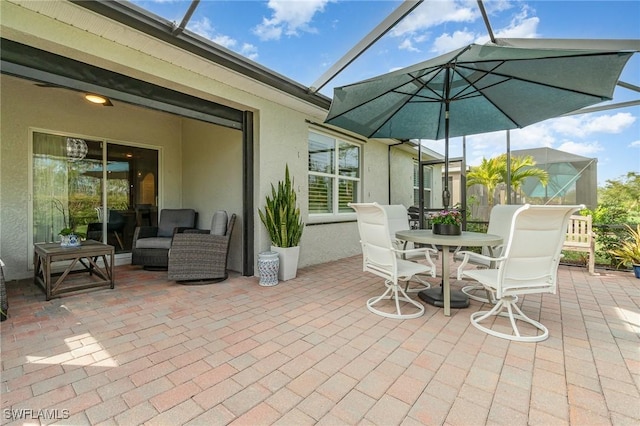 view of patio featuring outdoor lounge area