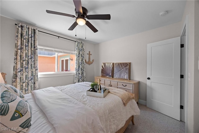 bedroom featuring ceiling fan