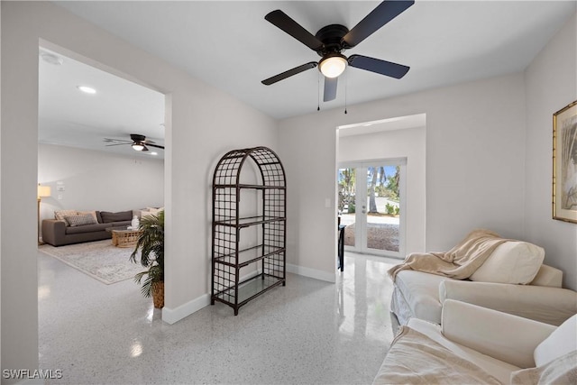 sitting room featuring french doors