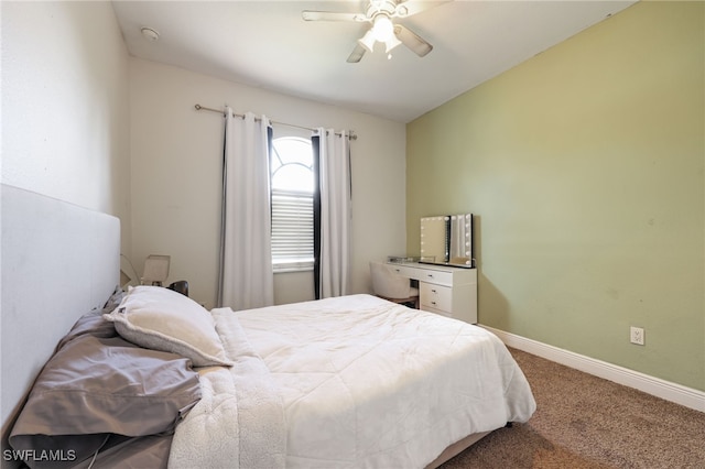 bedroom with carpet and ceiling fan