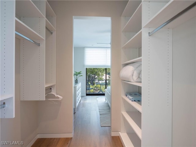 spacious closet with wood finished floors