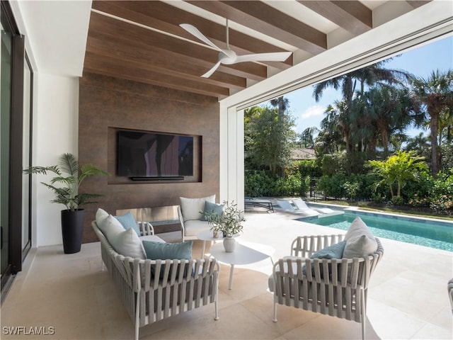 view of patio / terrace with an outdoor hangout area and ceiling fan