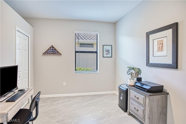 home office with baseboards