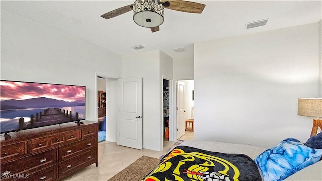 bedroom featuring ceiling fan