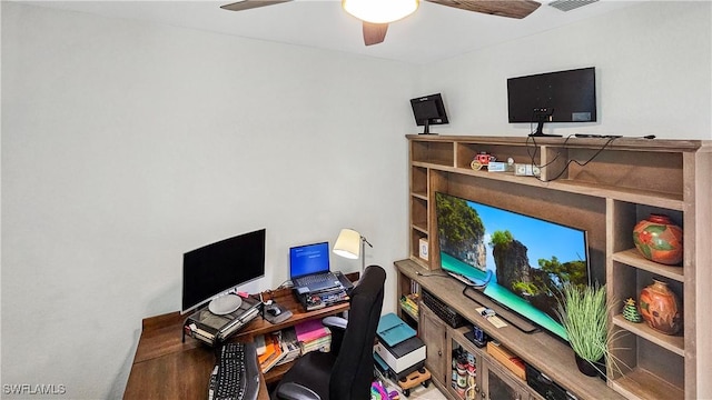 office featuring ceiling fan