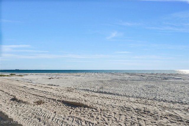 property view of water featuring a beach view