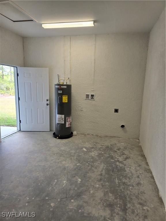 washroom featuring hookup for a washing machine, electric dryer hookup, and electric water heater