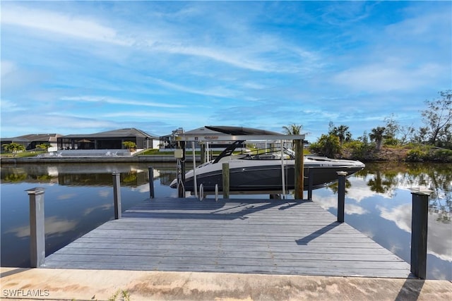 view of dock featuring a water view