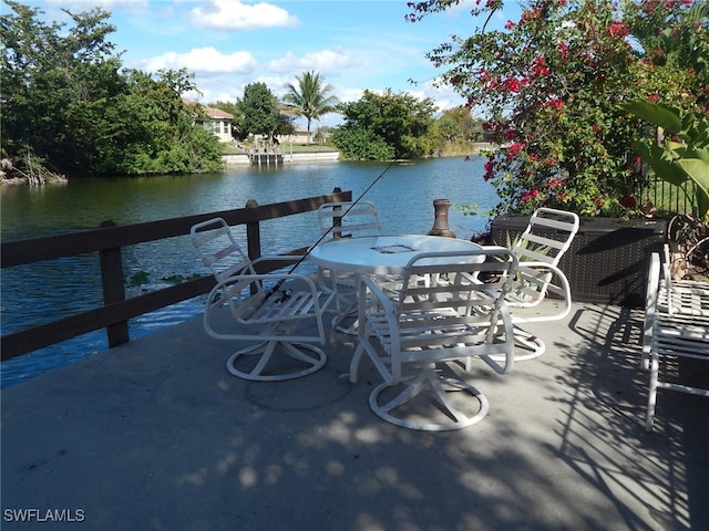 view of dock featuring a water view