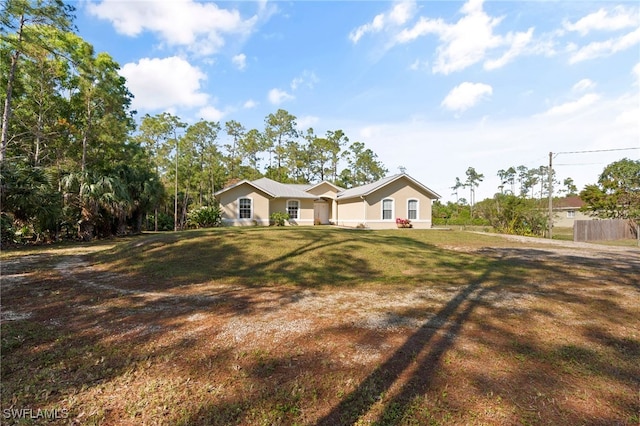 ranch-style house with a front yard