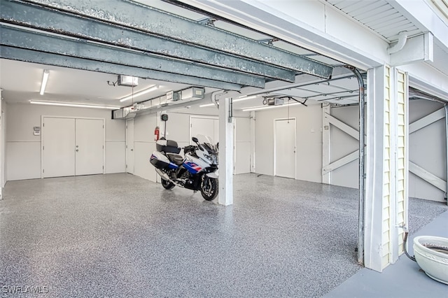 garage with a garage door opener