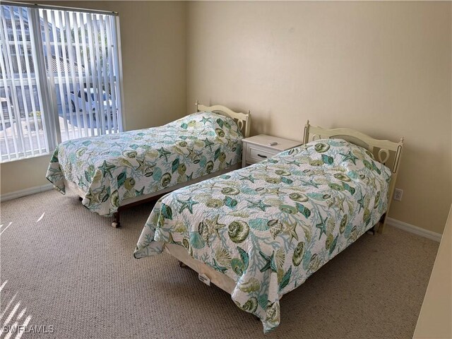 carpeted bedroom with multiple windows and baseboards