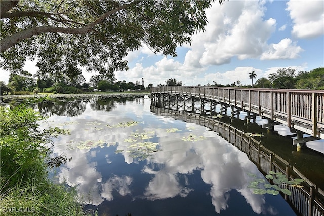 dock area featuring a water view