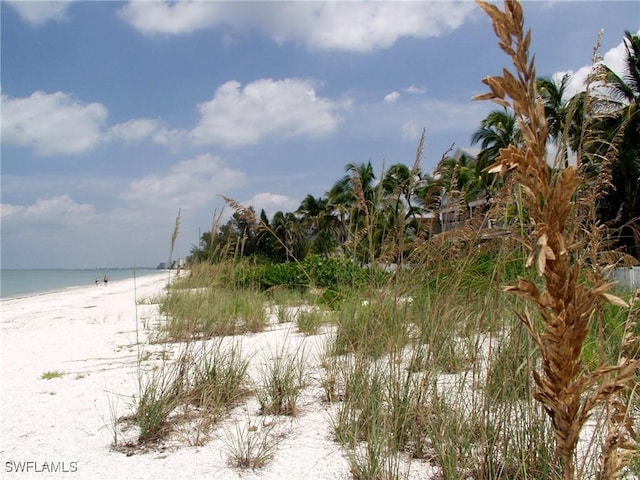 property view of water featuring a view of the beach