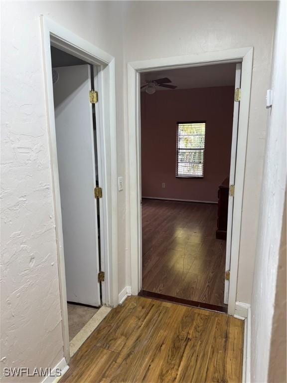 hallway featuring wood-type flooring